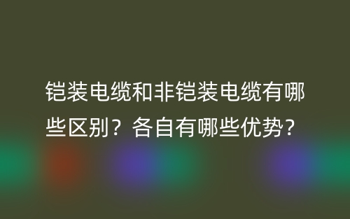 鎧裝電纜和非鎧裝電纜有哪些區別？各自有哪些優勢？(圖1)